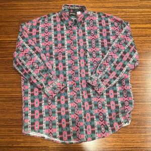 Vintage Western Signatures by EdsWest button down Aztec print shirt VGUC size XL